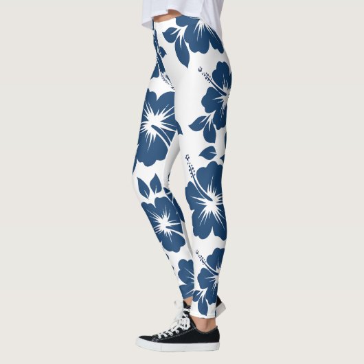 Leggings Fleurs d'Hibiscus bleu hawaïen (Gauche)