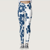 Leggings Fleurs d'Hibiscus bleu hawaïen (Devant)
