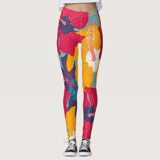 Leggings Fleurs d'Hibiscus colorées