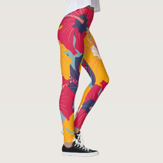 Leggings Fleurs d'Hibiscus colorées (Droite)