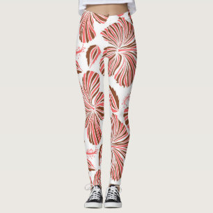 Leggings Fleurs d'hibiscus hawaïens : style tropical brun.
