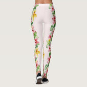 Leggings Fleurs d'Hibiscus Rose Jaune Tropical (Dos)