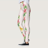 Leggings Fleurs d'Hibiscus Rose Jaune Tropical (Gauche)