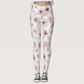Leggings Fleurs d'Hibiscus Rose Tropical (Devant)