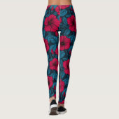 Leggings Fleurs d'hibiscus rouges (Dos)