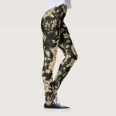 Leggings Fleurs d'huile vintage brillantes sur noir (Droite)