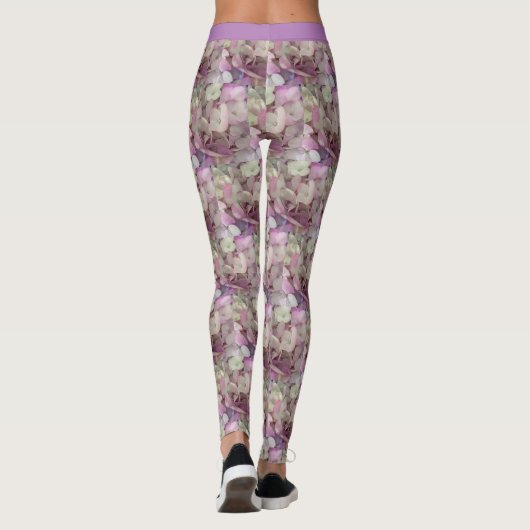 Leggings Fleurs D'Hydrangée Blanches, Roses, Violettes - Fl (Dos)