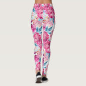 Leggings Fleurs D'Hydrangée Rose Grosse Fleur De Fleur Colo (Dos)