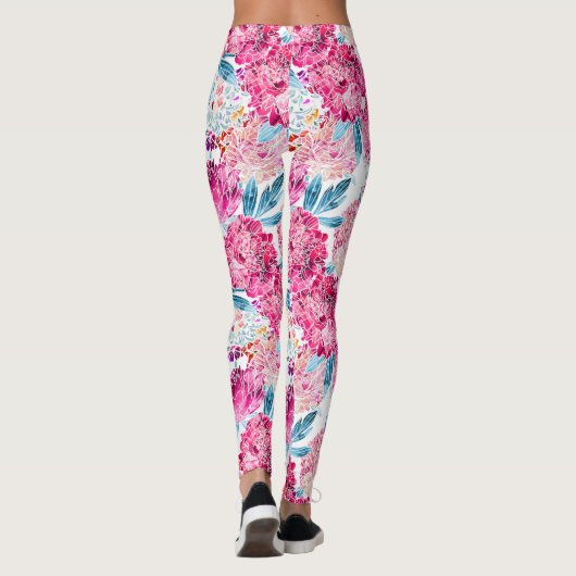 Leggings Fleurs D'Hydrangée Rose Grosse Fleur De Fleur Colo (Dos)