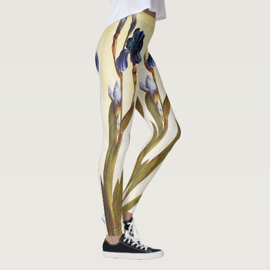 LEGGINGS FLEURS D'IRIS BLEU ÉLÉGANT (Droite)