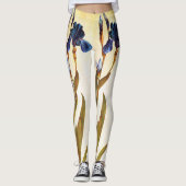 LEGGINGS FLEURS D'IRIS BLEU ÉLÉGANT (Devant)