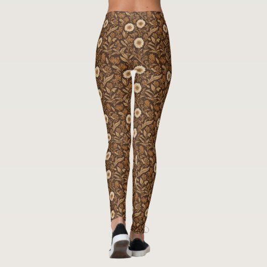 Leggings Fleurs d'ivoire et feuillage Brown (Dos)