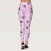 Leggings Fleurs d'oiseaux Brown rose (Dos)