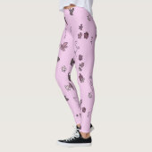 Leggings Fleurs d'oiseaux Brown rose (Gauche)