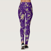 Leggings Fleurs d'or élégantes et modernes Royal violet (Dos)