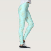 Leggings Fleurs d'or sur Pantalon de Pâques Turquoise (Droite)