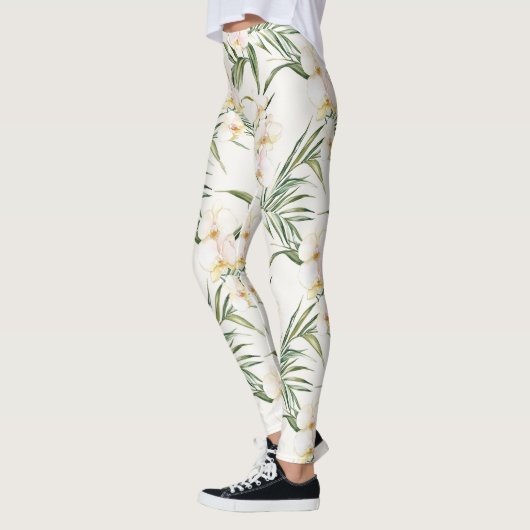 Leggings Fleurs d'orchidée crème (Gauche)