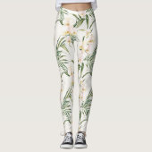 Leggings Fleurs d'orchidée crème (Devant)