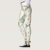 Leggings Fleurs d'orchidées blanches tropicales (Gauche)