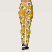 Leggings Fleurs d'orchidées jaune et blanc (Dos)