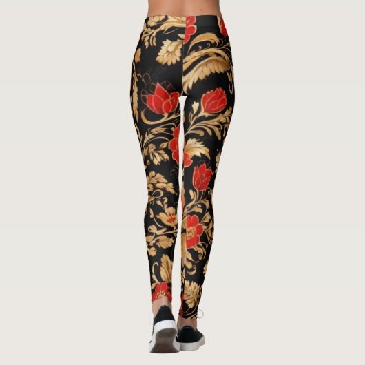 Leggings Fleurs dorées : Floral opulent (Dos)