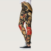 Leggings Fleurs dorées : Floral opulent (Gauche)