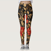 Leggings Fleurs dorées : Floral opulent (Devant)