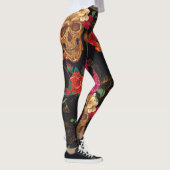 Leggings Fleurs du crâne : Arrière - plan foncé sans coutur (Droite)