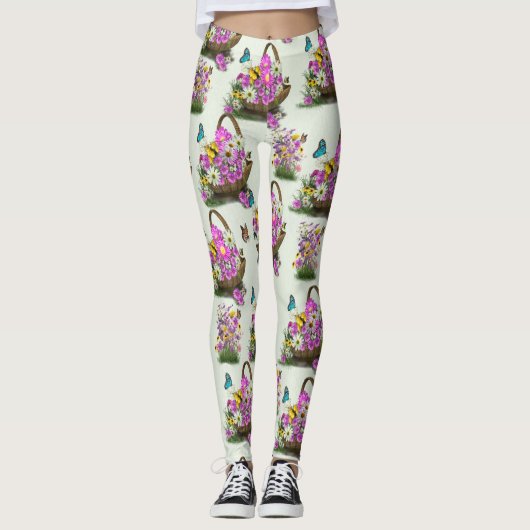 Leggings Fleurs du Festival du Printemps de mi-été (Devant)