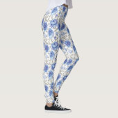Leggings Fleurs élégantes motif botanique bleu et gris (Droite)