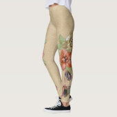 Leggings Fleurs en cuir sur Suede crème Beurre (Gauche)