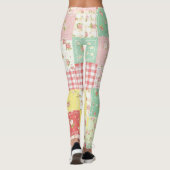 Leggings Fleurs en patchwork gingham pastel doux (Dos)