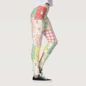 Leggings Fleurs en patchwork gingham pastel doux (Droite)