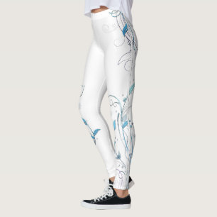 Leggings Fleurs en Vins Bleu
