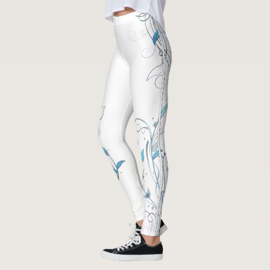 Leggings Fleurs en Vins Bleu (Gauche)