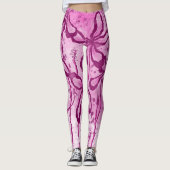 Leggings Fleurs encrées Abstraites rose (Devant)