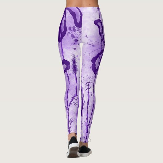 Leggings Fleurs encrées Abstraites violet (Dos)