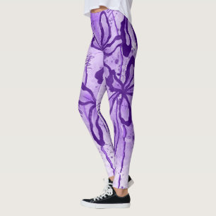 Leggings Fleurs encrées Abstraites violet