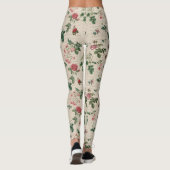 Leggings Fleurs Et Arrière - plans Feuille Beige (Dos)