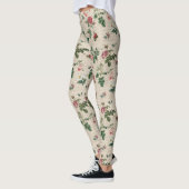 Leggings Fleurs Et Arrière - plans Feuille Beige (Gauche)