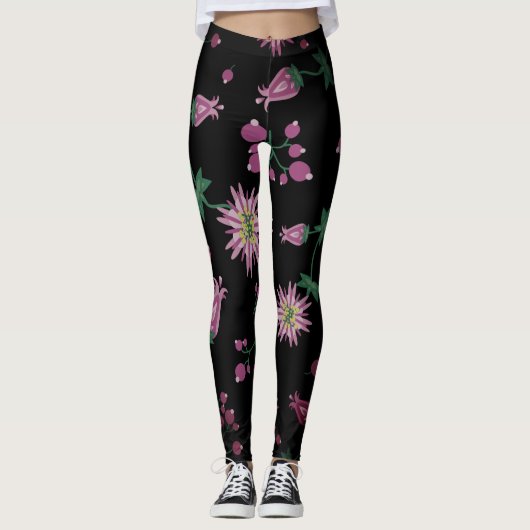 Leggings Fleurs et baies Fog (Devant)