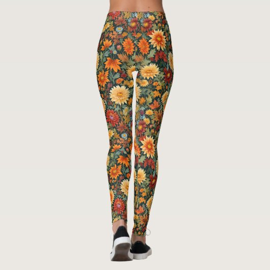 Leggings Fleurs et Feuilles d'automne (Dos)