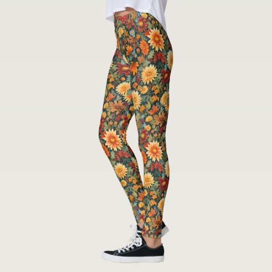 Leggings Fleurs et Feuilles d'automne (Gauche)