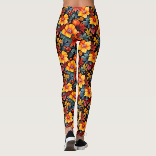 Leggings Fleurs et feuilles d'automne (Dos)