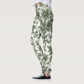Leggings fleurs et feuilles vertes (Gauche)