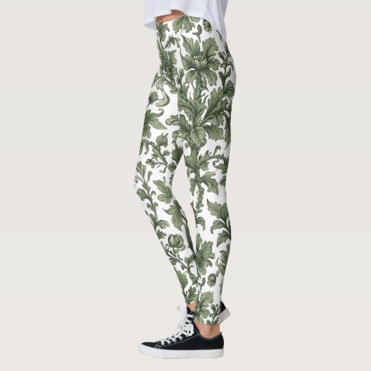 Leggings fleurs et feuilles vertes (Gauche)