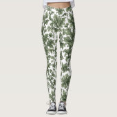 Leggings fleurs et feuilles vertes (Devant)