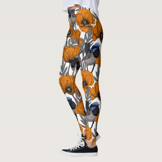 Leggings Fleurs et fleurs de pavot orangé 2 (Gauche)