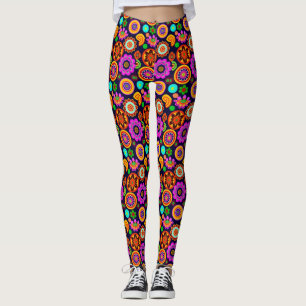 Leggings Fleurs et médaillons inspirés des années 60 super
