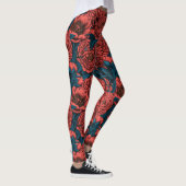 Leggings Fleurs et moisissures de pivoines rouges (Droite)